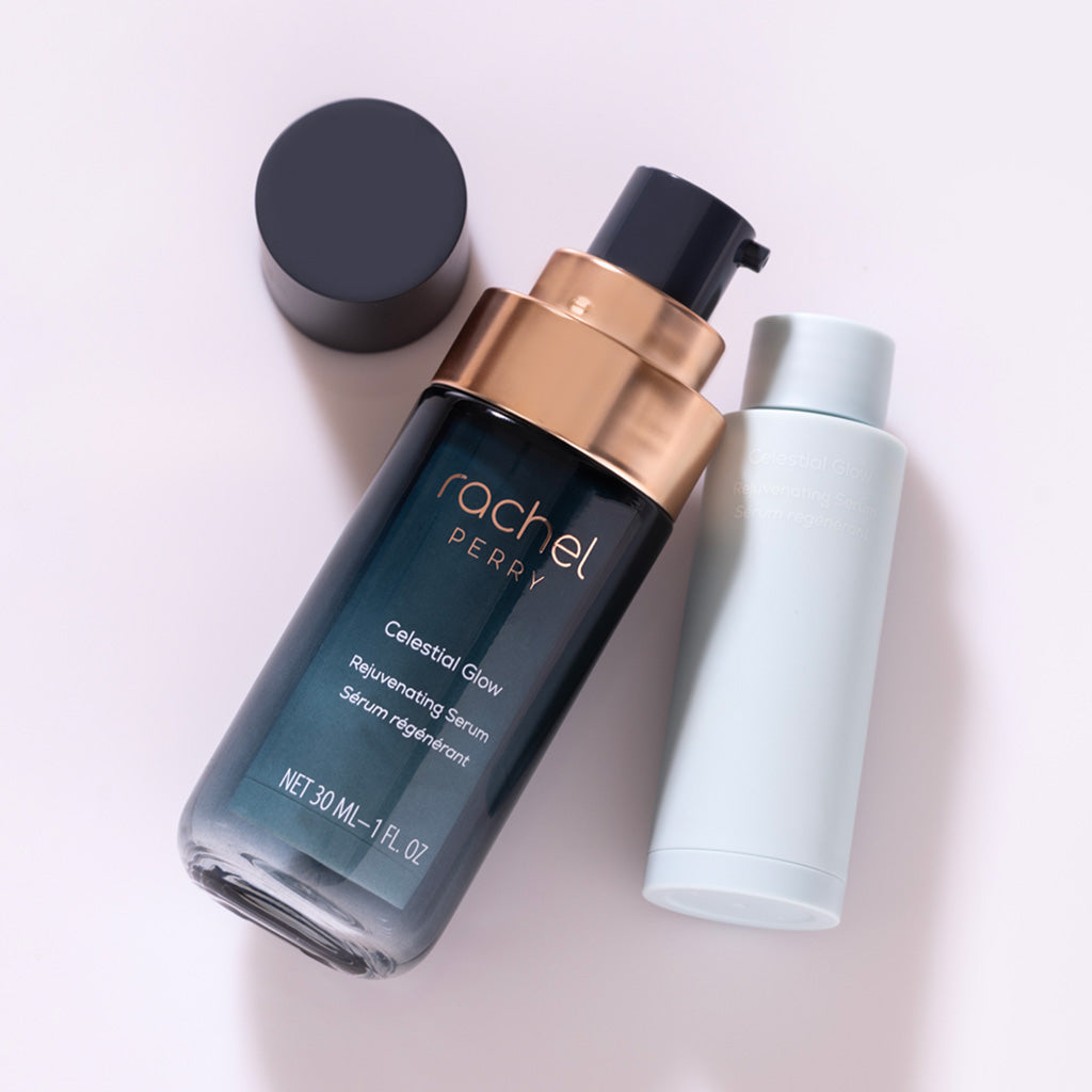 rachel perry natural skincare serum bottle with sustainable refillable packaging