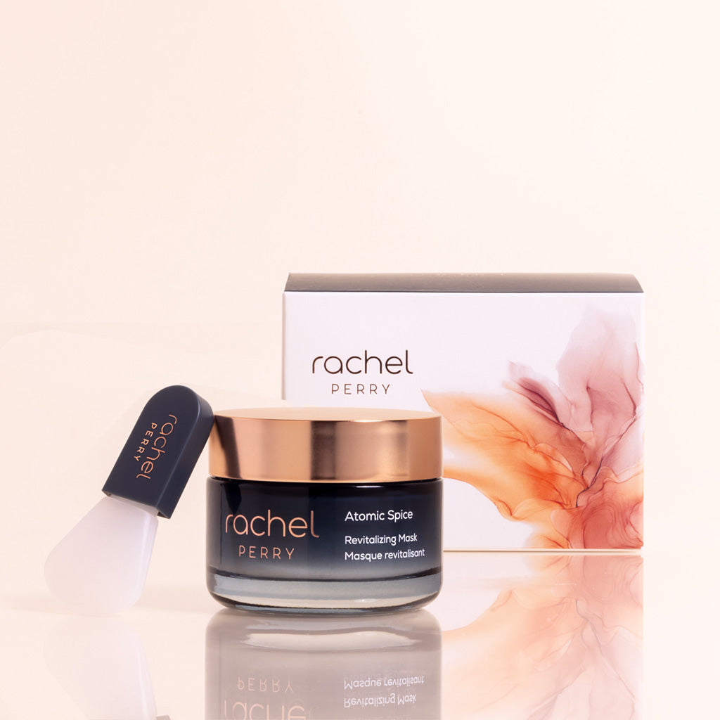 atomic spice revitalizing mask by rachel perry all natural skincare jar with applicator and packaging
