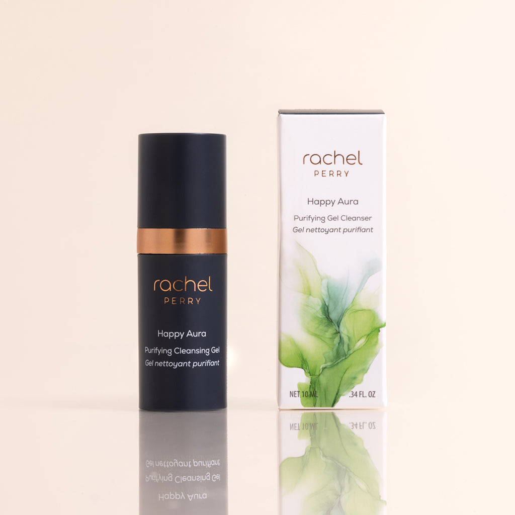 natural organic face cleanser happy aura in travel size by rachel perry a vegan clean skincare brand